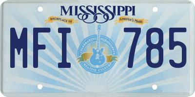 MS license plate MFI785