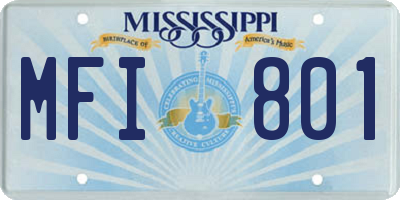 MS license plate MFI801