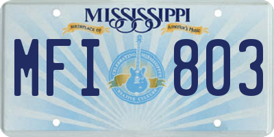 MS license plate MFI803