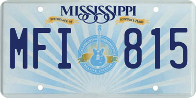 MS license plate MFI815