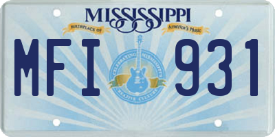 MS license plate MFI931