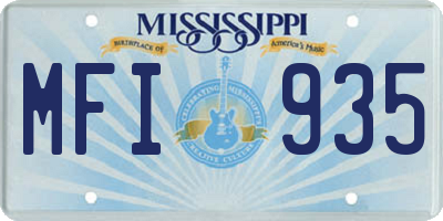 MS license plate MFI935