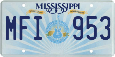 MS license plate MFI953