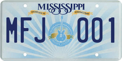 MS license plate MFJ001
