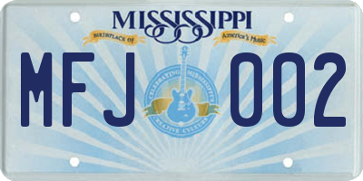 MS license plate MFJ002