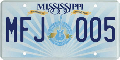 MS license plate MFJ005