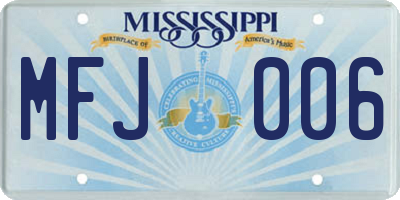 MS license plate MFJ006