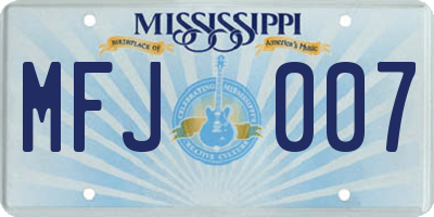 MS license plate MFJ007