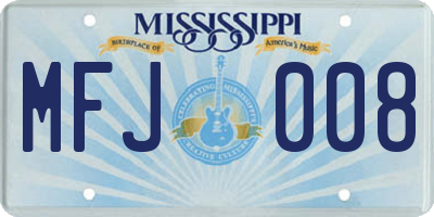 MS license plate MFJ008