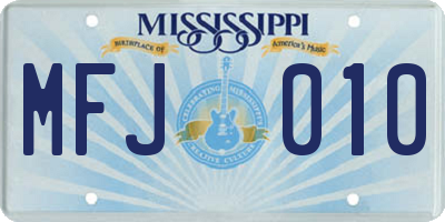 MS license plate MFJ010