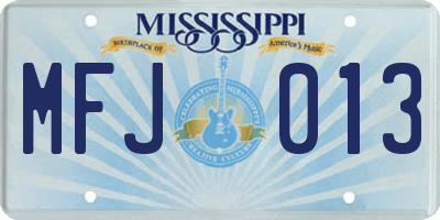 MS license plate MFJ013
