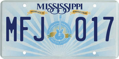 MS license plate MFJ017
