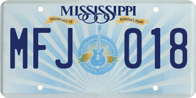 MS license plate MFJ018