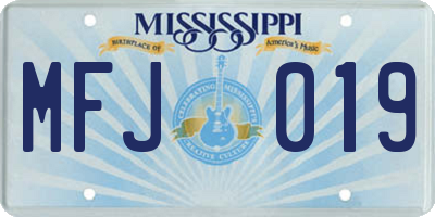 MS license plate MFJ019