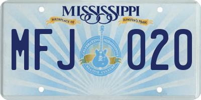 MS license plate MFJ020