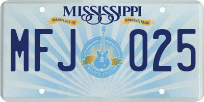 MS license plate MFJ025