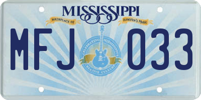 MS license plate MFJ033
