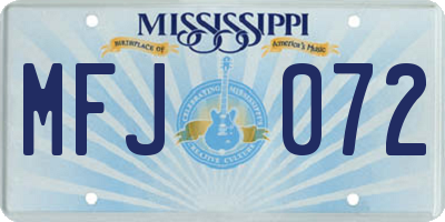 MS license plate MFJ072