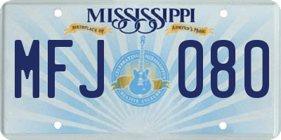 MS license plate MFJ080
