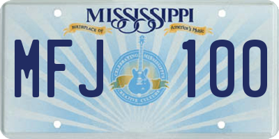 MS license plate MFJ100