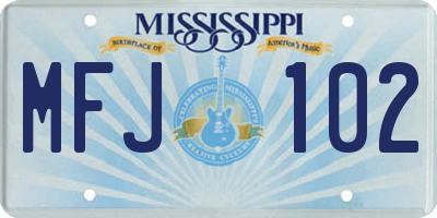 MS license plate MFJ102