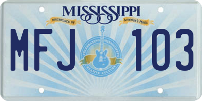 MS license plate MFJ103
