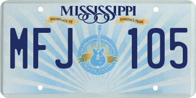 MS license plate MFJ105