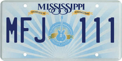 MS license plate MFJ111