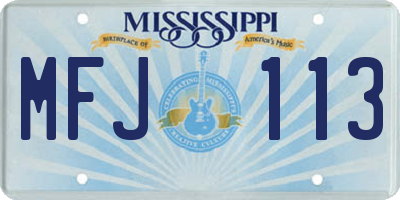 MS license plate MFJ113