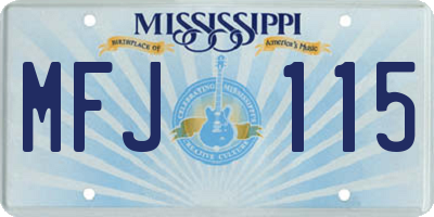 MS license plate MFJ115