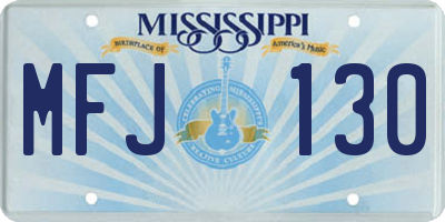 MS license plate MFJ130