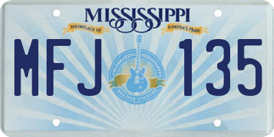 MS license plate MFJ135