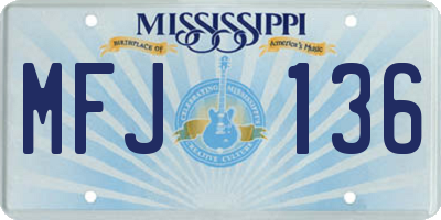 MS license plate MFJ136