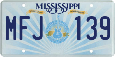 MS license plate MFJ139