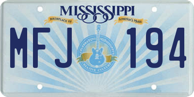 MS license plate MFJ194