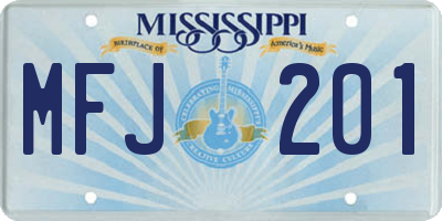 MS license plate MFJ201