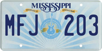 MS license plate MFJ203