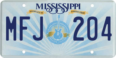 MS license plate MFJ204