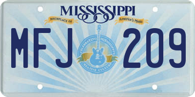 MS license plate MFJ209