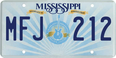 MS license plate MFJ212