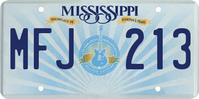 MS license plate MFJ213