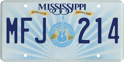 MS license plate MFJ214