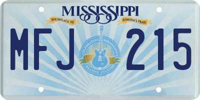 MS license plate MFJ215