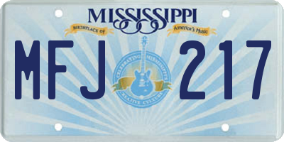 MS license plate MFJ217