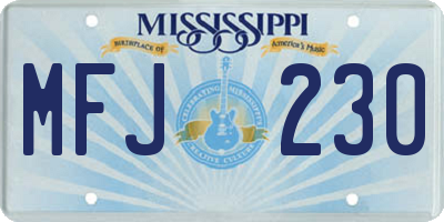MS license plate MFJ230