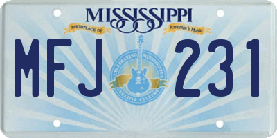 MS license plate MFJ231