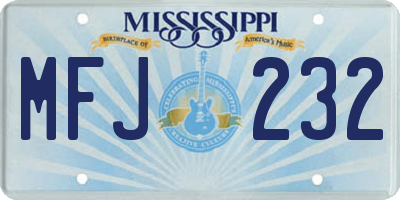 MS license plate MFJ232