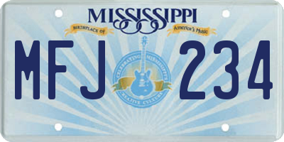 MS license plate MFJ234
