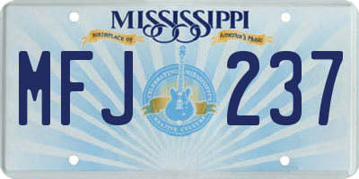 MS license plate MFJ237