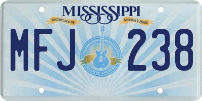 MS license plate MFJ238